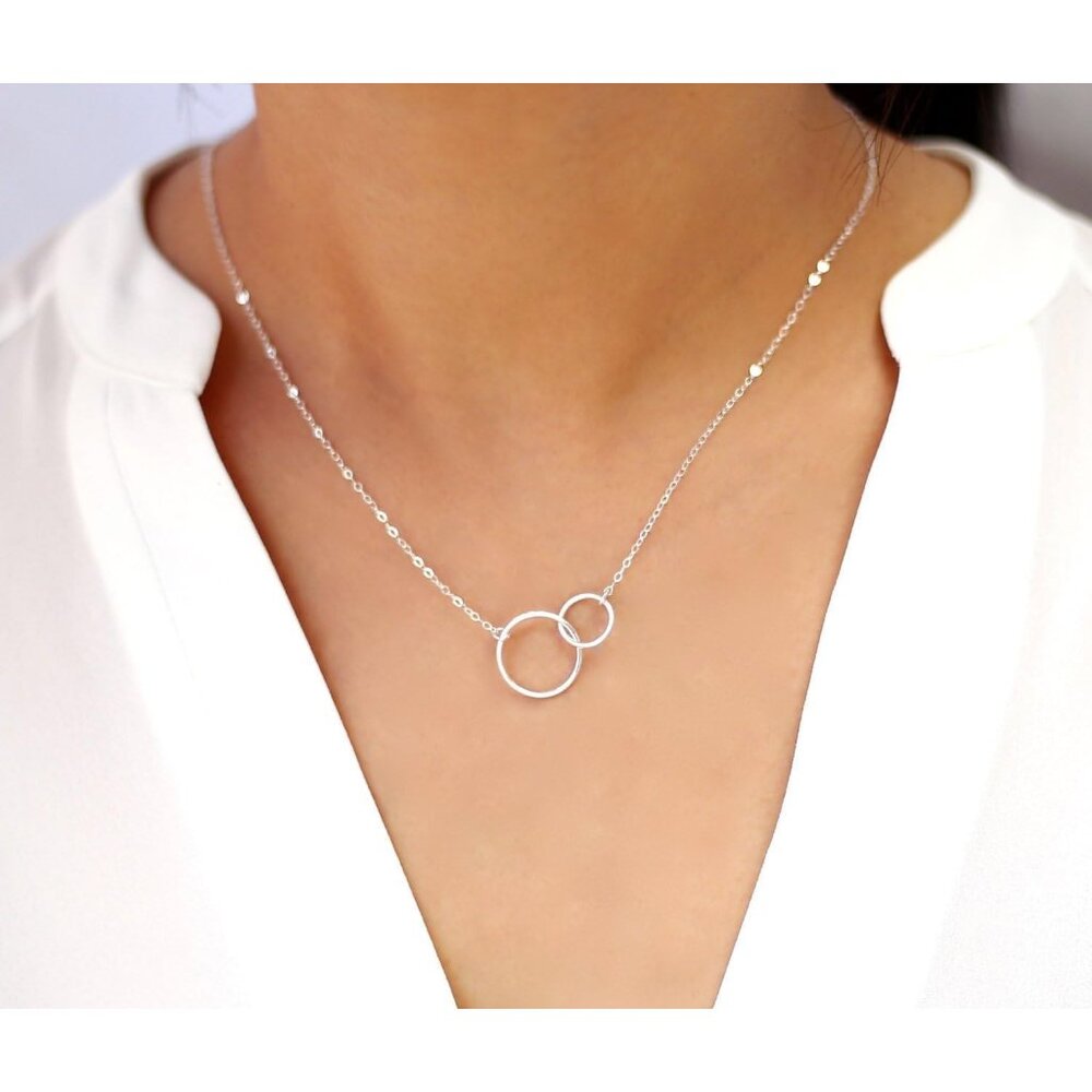 Interlocking Double Circle Necklace 14k Gold Fill… - image 5